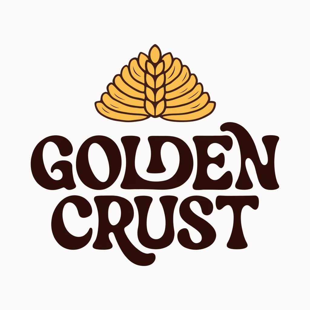 AI logo for an artisan bakery reading GOLDEN CRUST, generated with FATTLY
