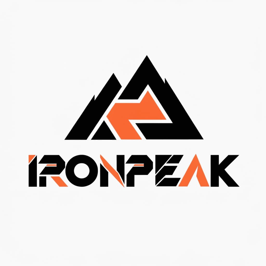 AI logo for a fitness brand reading IRONPEAK, generated with FATTLY